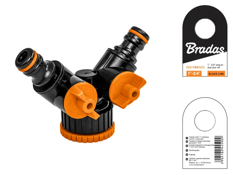Bradas BLACK LINE T-stuk met Twee Kleppen | Bradas.nl
