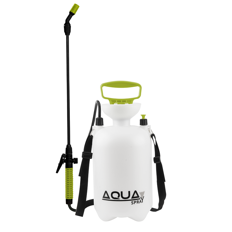 Bradas AQUA SPRAY 5L drukspuit met ergonomisch handvat en brede trechter.
