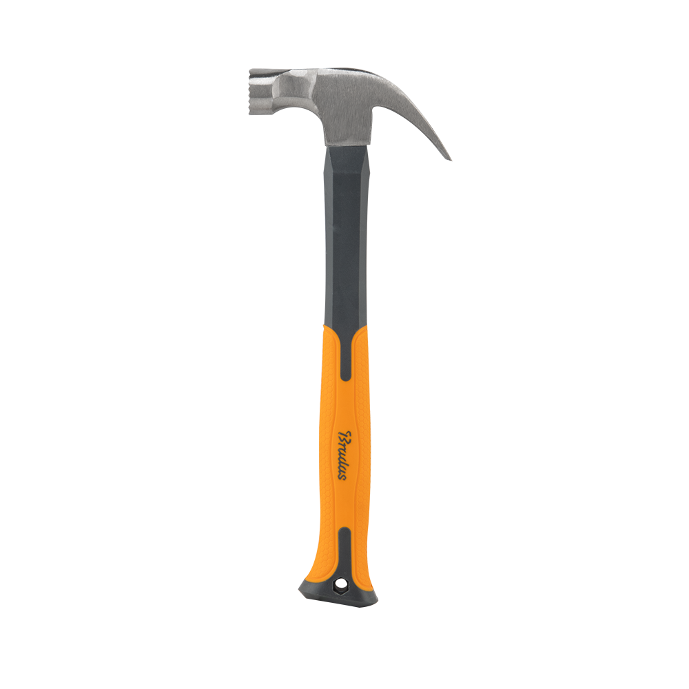 Bradas klauwhamer 450g met fiberglas handvat en magnetische spijkerhouder.