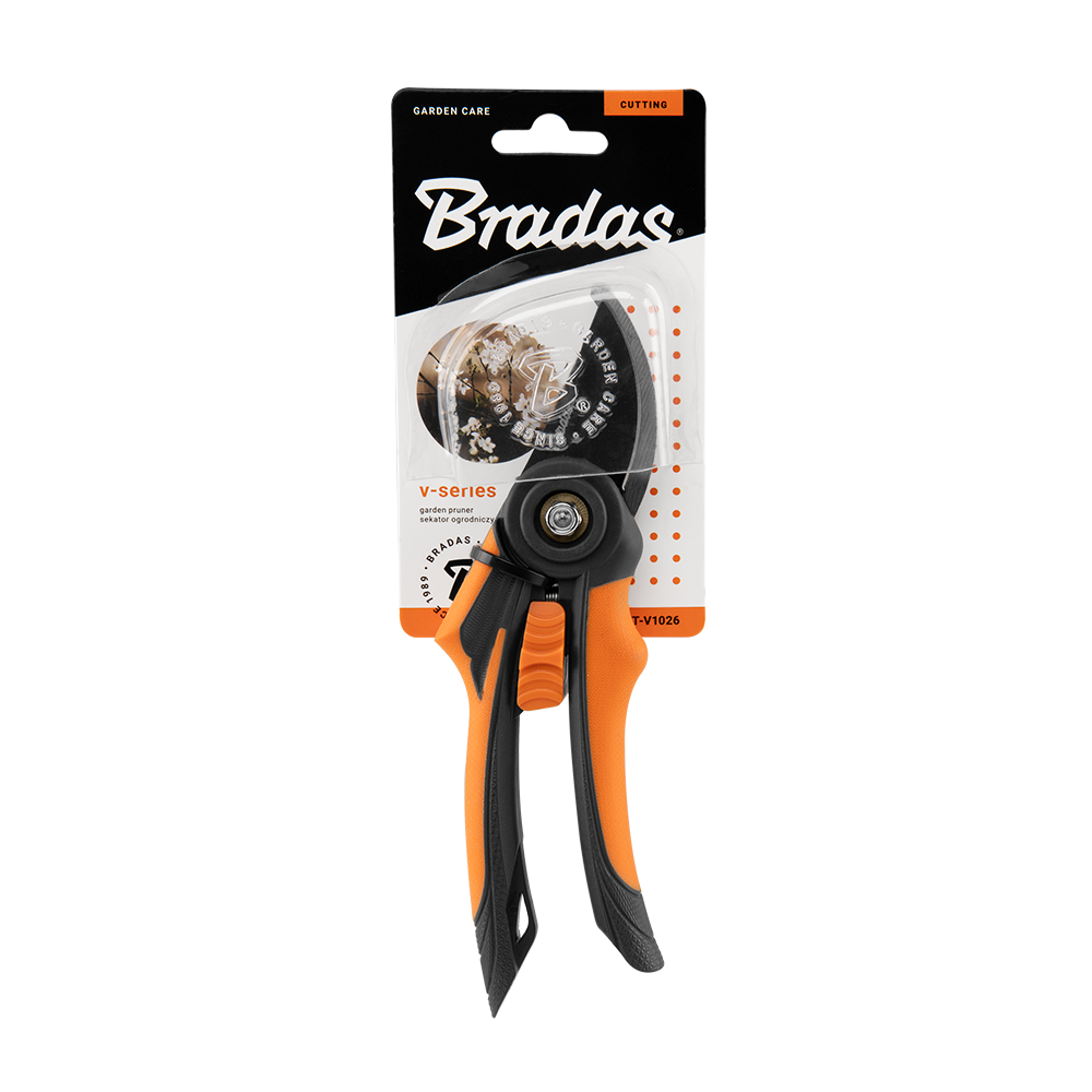 Detailweergave van het bypass mes van de Bradas tuinsnoeischaar