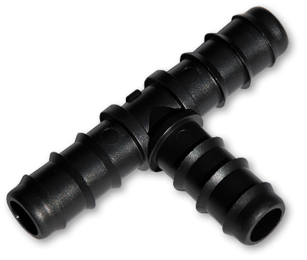 Bradas T-stuk 3 x 16 mm slangtule voor het splitsen van druppelslangen in irrigatiesystemen