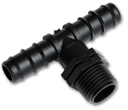 Bradas T-stuk 1/2" buitendraad met twee 16 mm slangtules voor irrigatieverbindingen