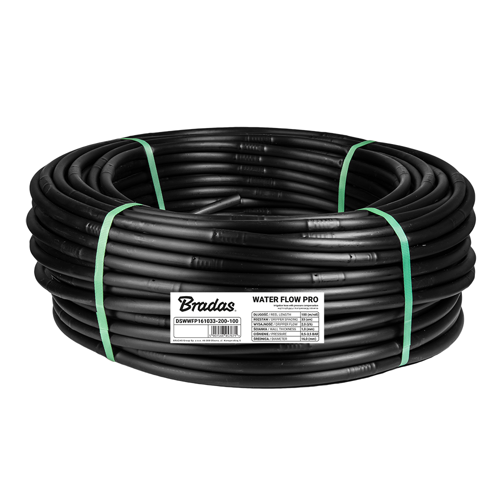 Bradas WATER FLOW PRO druppelslang op rol van 100 meter met 16 mm diameter