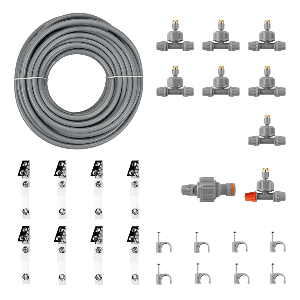Sproeikop in gebruik op terrasoverkapping