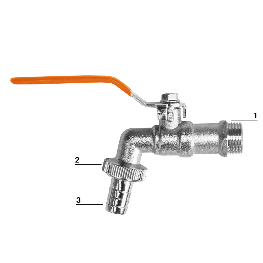 Kogelkraan 3/4 naar 1 inch met directe slangadapter