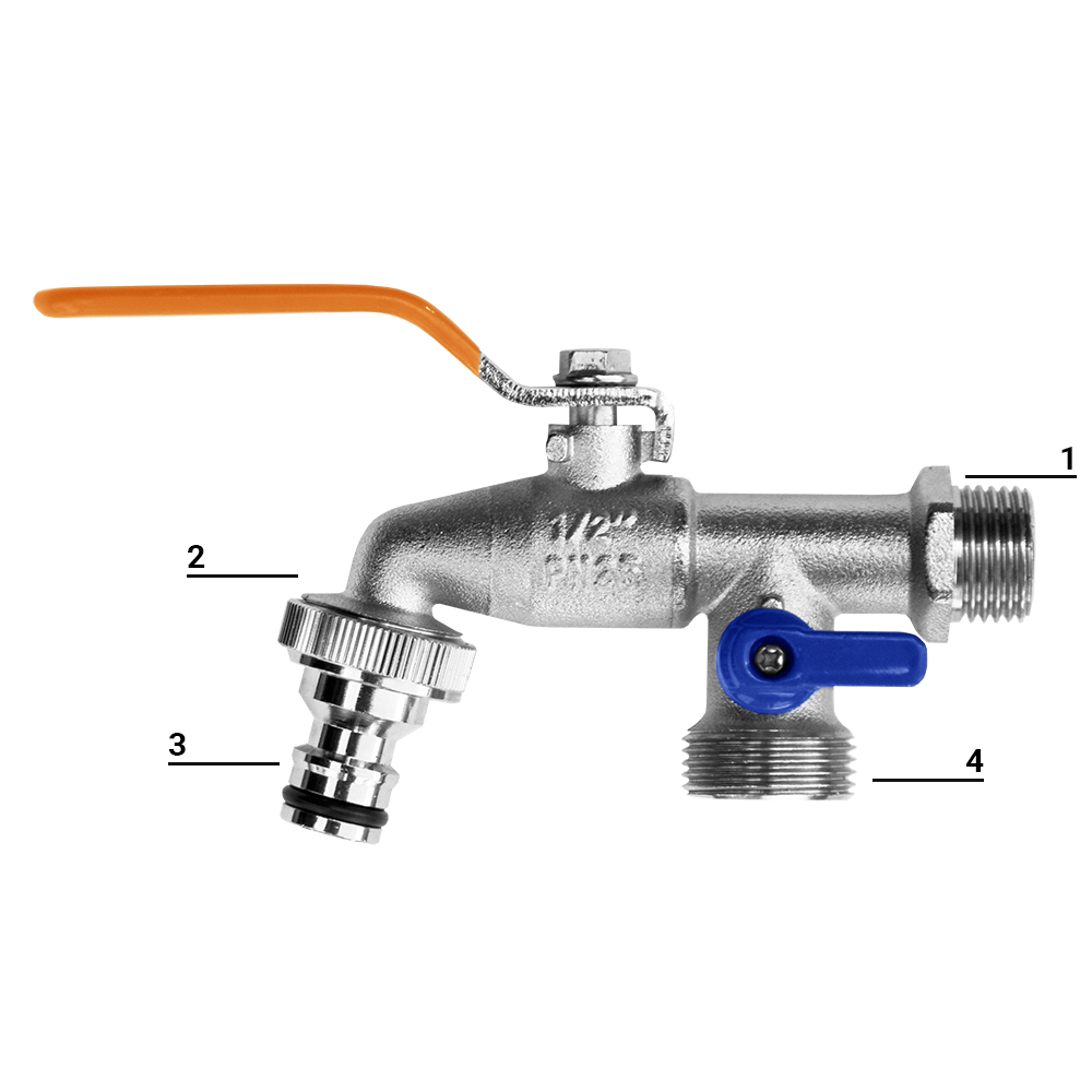 Vernikkeld messing waterverdeler met snelkoppeling voor tuin