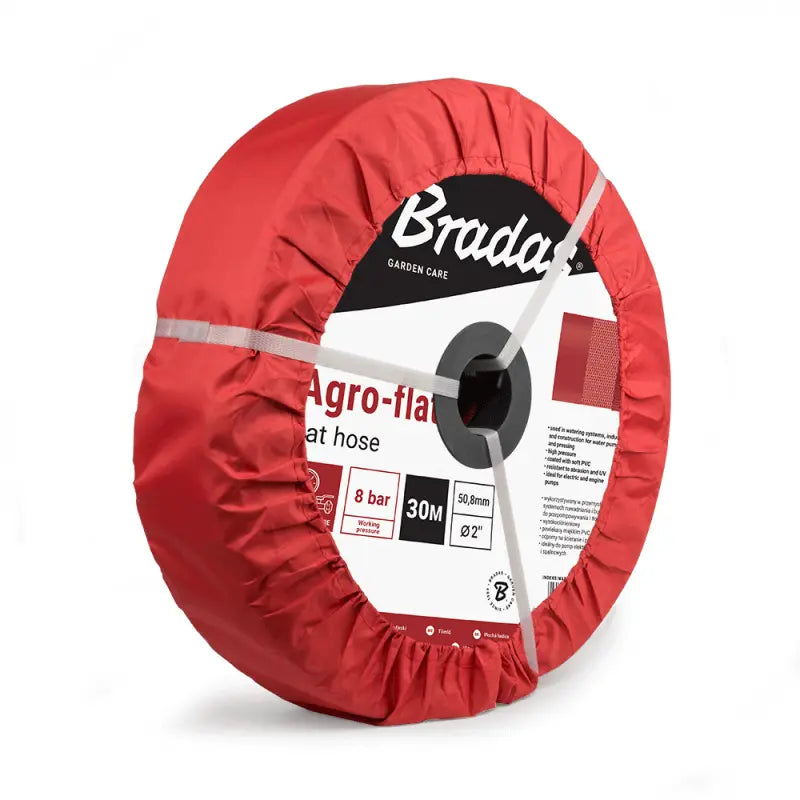 Bradas Platte Slang  AGRO-FLAT W.P.7 / B.P.21 Bar 3" / 50m ROOD