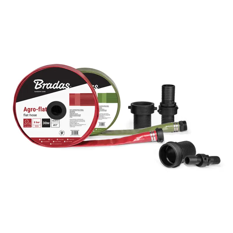Bradas Platte Slang  AGRO-FLAT W.P.7 / B.P.21 Bar 3" / 50m ROOD