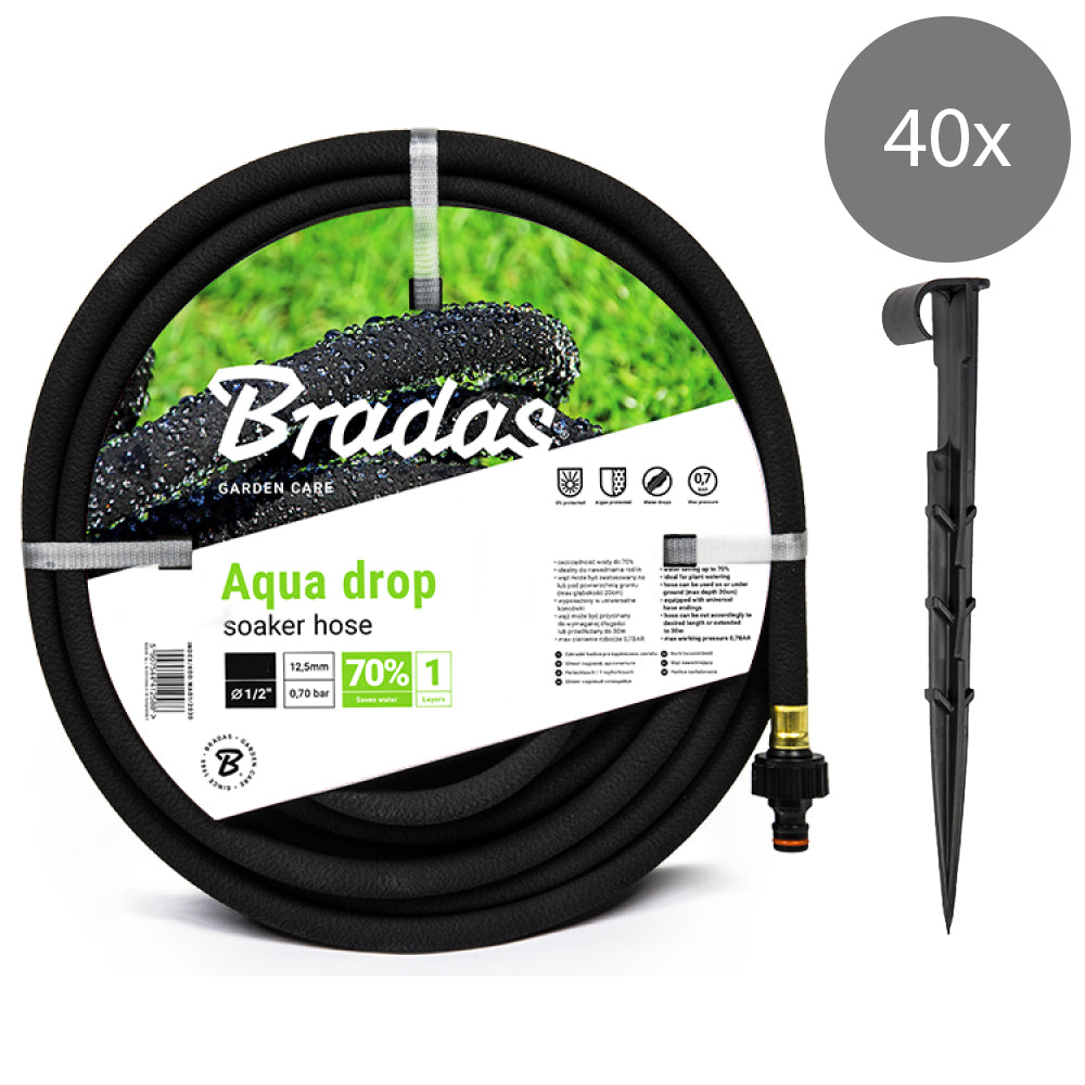 Bradas Aqua Drop Zweetslang 1/2" - Waterbesparend Inclusief Grondpennen