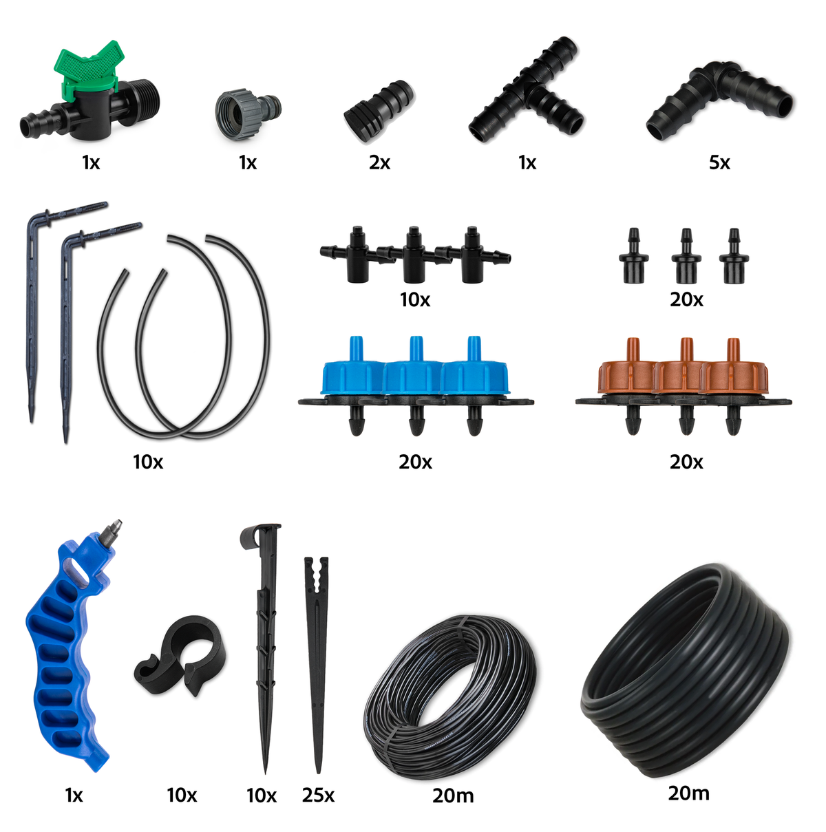 Complete Bradas Micro Irrigatie set voor 10 tot 20 planten